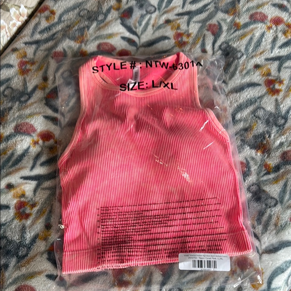 Zenaya Brame Neon Pink Ribbed Top NIP